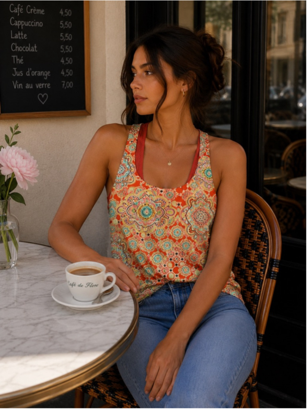 Women's Kaya di koko Tank Top Size S Red Multi-color Summer